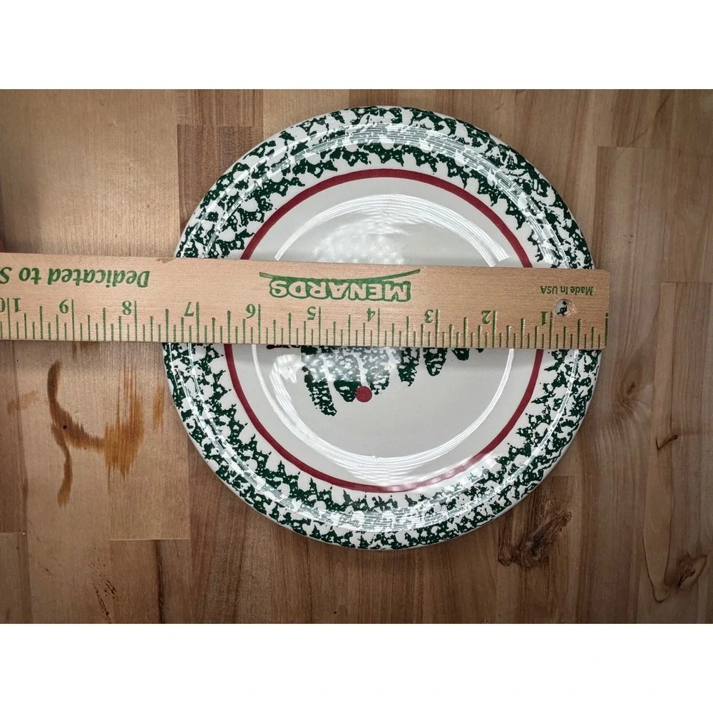 Furio Christmas Tree Salad Plates Set of 4 Made in Italy Green Holly Border